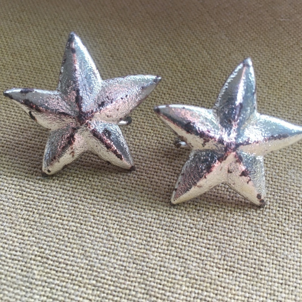 Vintage Silver Star Earrings signed Napier